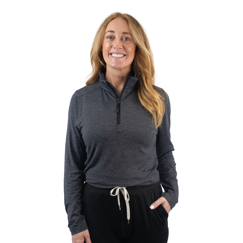 Zusa Women's 48-Hour Charcoal Heather Brisk Quarter Zip: A Must-Have Activewear!