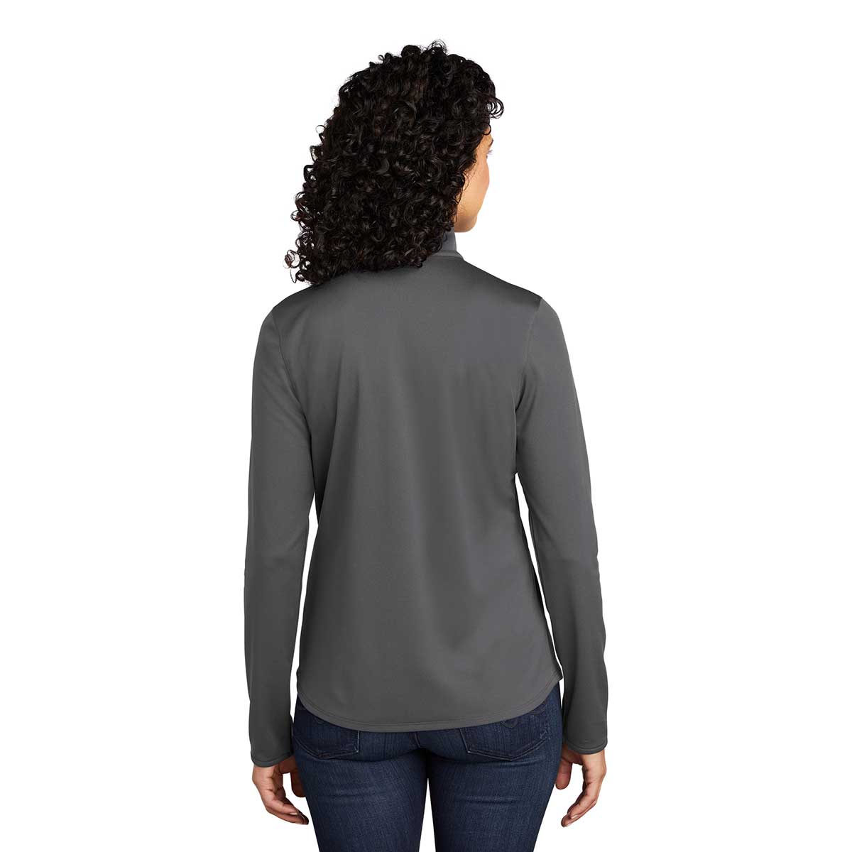 Port Authority Women's Stunning Steel Grey/Black Silk Touch Performance Quarter Zip