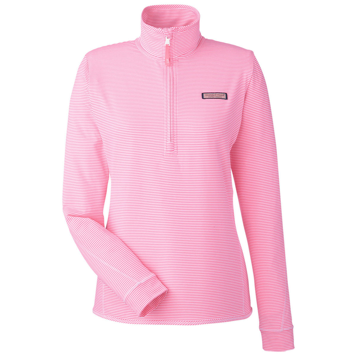 Vineyard Vines Women's Stunning Pink Microstripe Sankaty Half-Zip Pullover