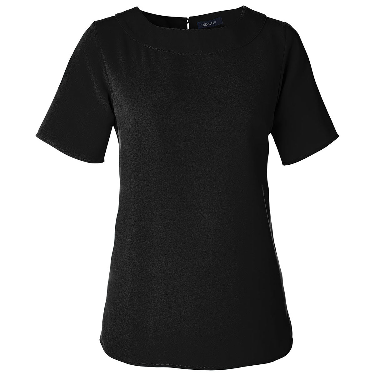 Devon & Jones Women's Stunning Black Perfect Fit Boat-Neck Blouse
