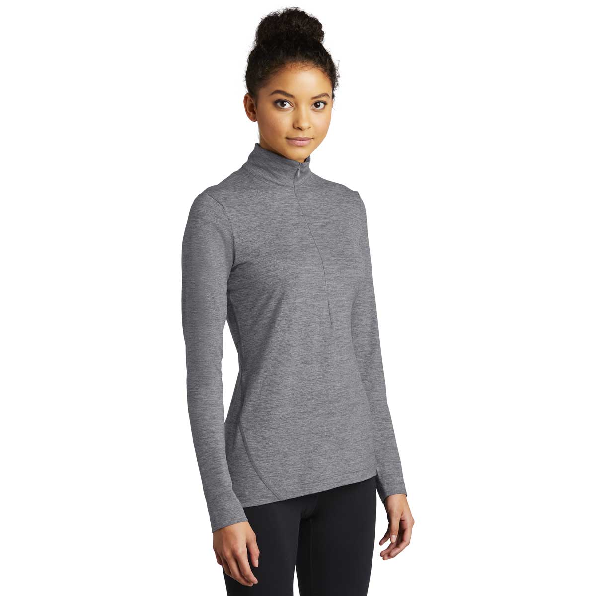 Sport-Tek Women's Grey Heather Exchange 1.5 Long Sleeve Half Zip - The Ultimate Activewear