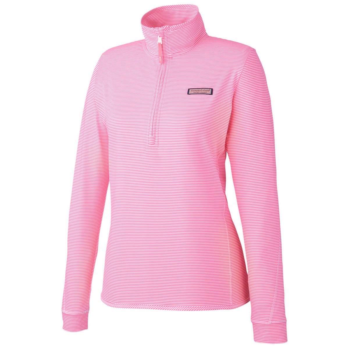 Vineyard Vines Women's Stunning Pink Microstripe Sankaty Half-Zip Pullover