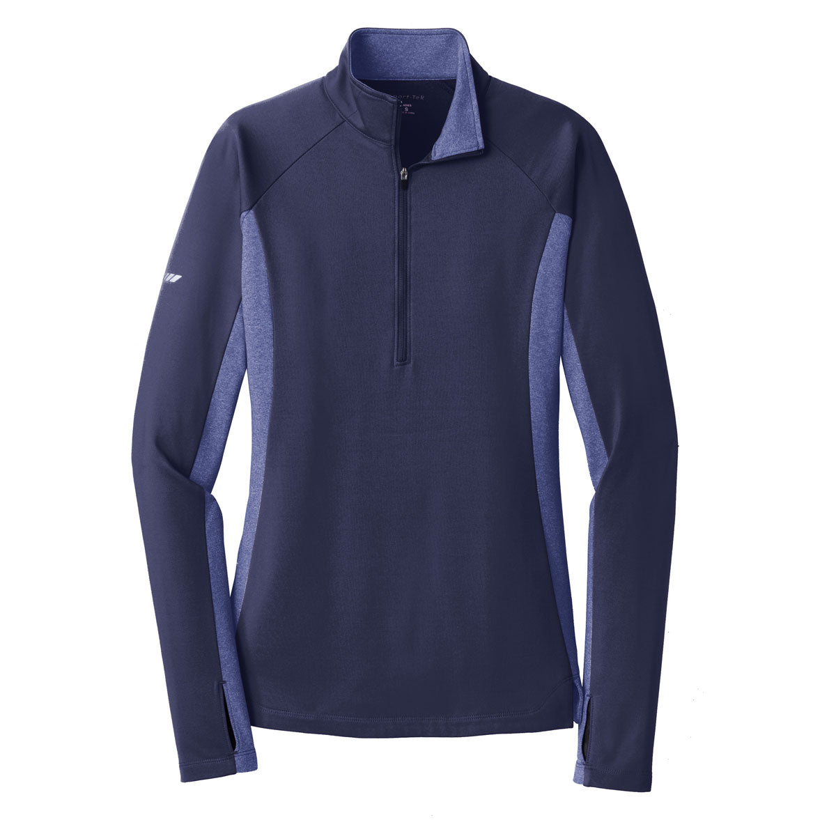 Sport-Tek Women's True Navy Heather Sport-Wick Stretch Contrast 1/2-Zip Pullover - Stylish and Functional