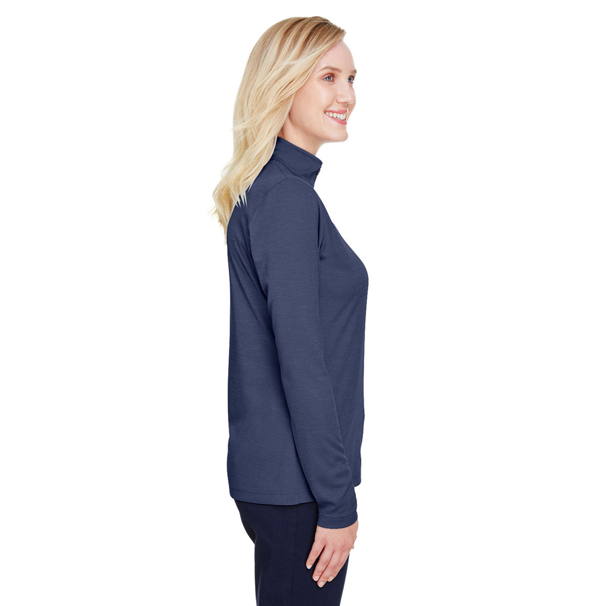 Team 365 Women's Dark Navy Heather Sonic Performance Quarter-Zip: A Dreamy Sportswear