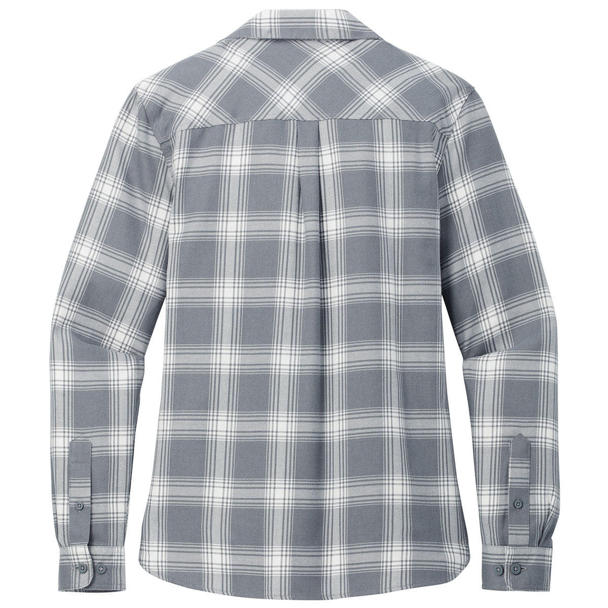 Port Authority Women's Stylish Grey/Cream Open Plaid Flannel Shirt