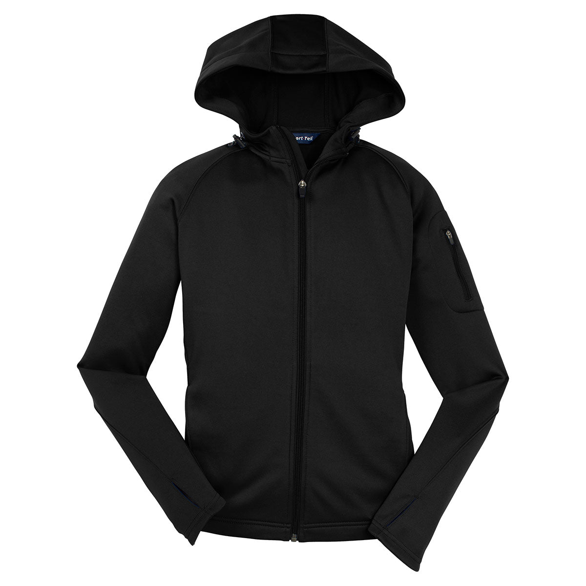 Sport-Tek Women's Stylish Black Tech Fleece Full-Zip Hooded Jacket