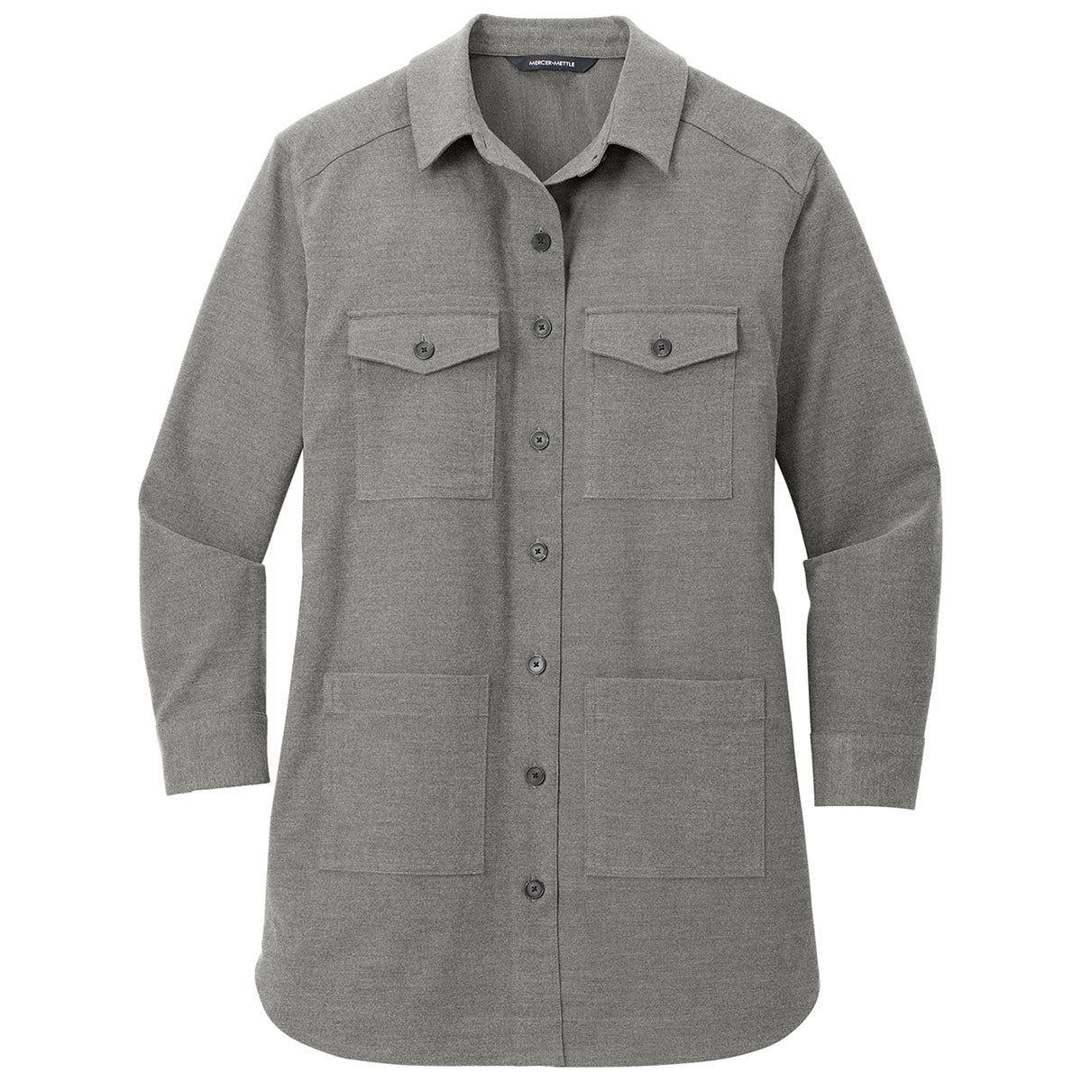 Mercer+Mettle Women's Stunning Light Anchor Grey Heather Long Sleeve Twill Overshirt