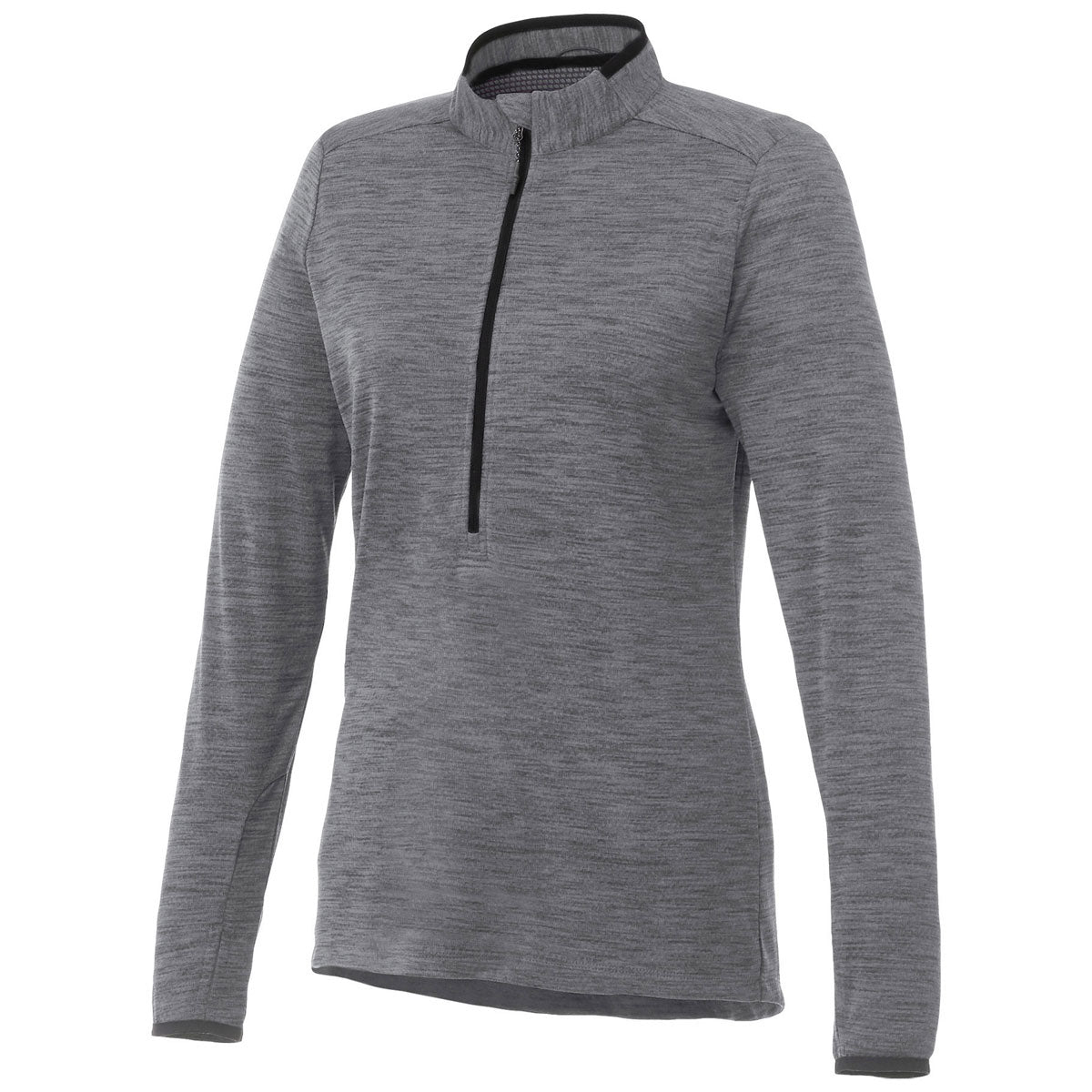 Elevate Women's Stylish Heather Dark Charcoal Mather Knit Half Zip - A Must-Have!