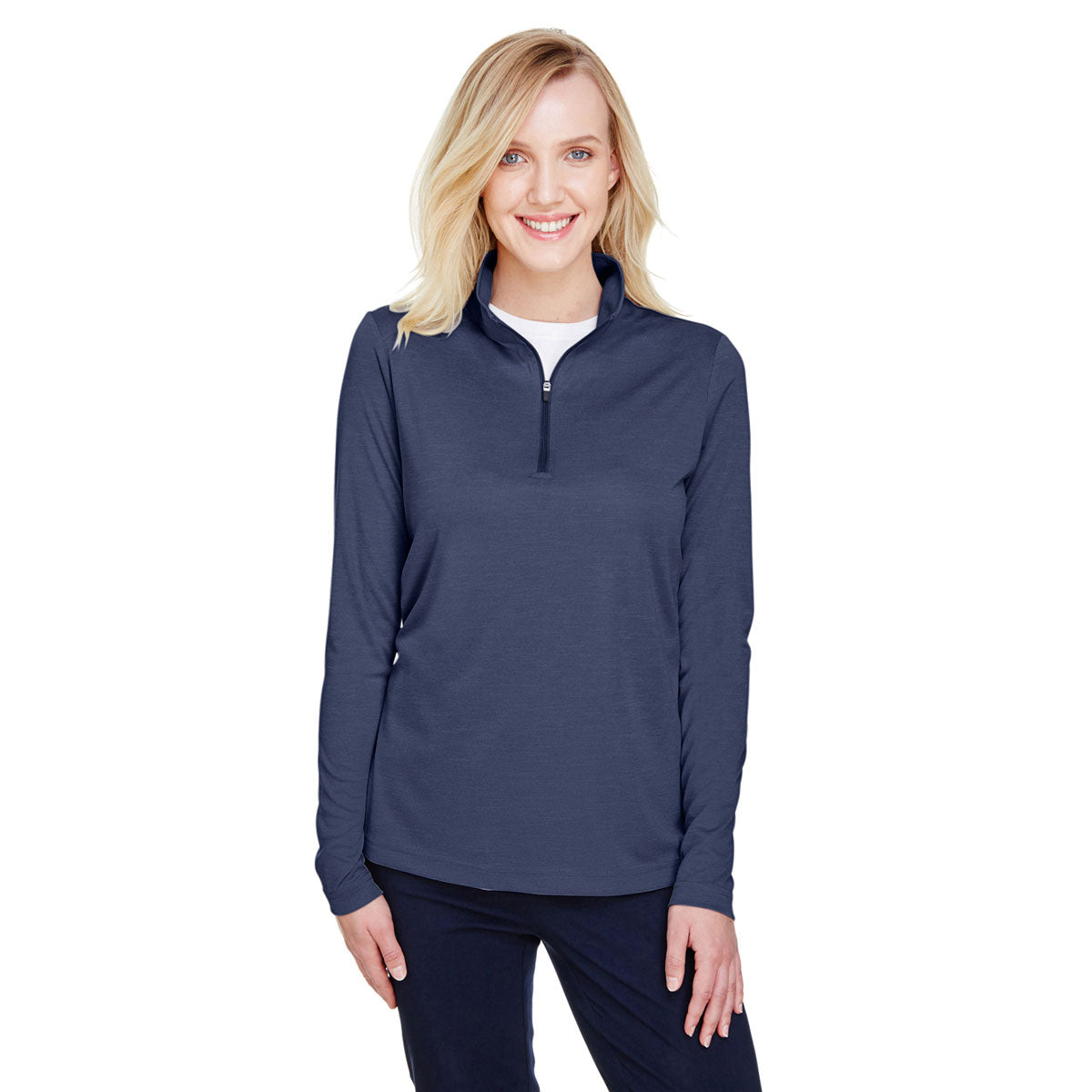 Team 365 Women's Dark Navy Heather Sonic Performance Quarter-Zip: A Dreamy Sportswear