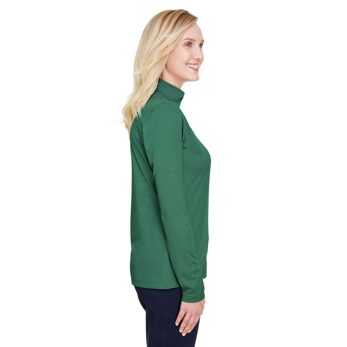 Team 365 Women's Forest Heather Sonic Heather Performance Quarter-Zip: A Dreamy Sports Apparel