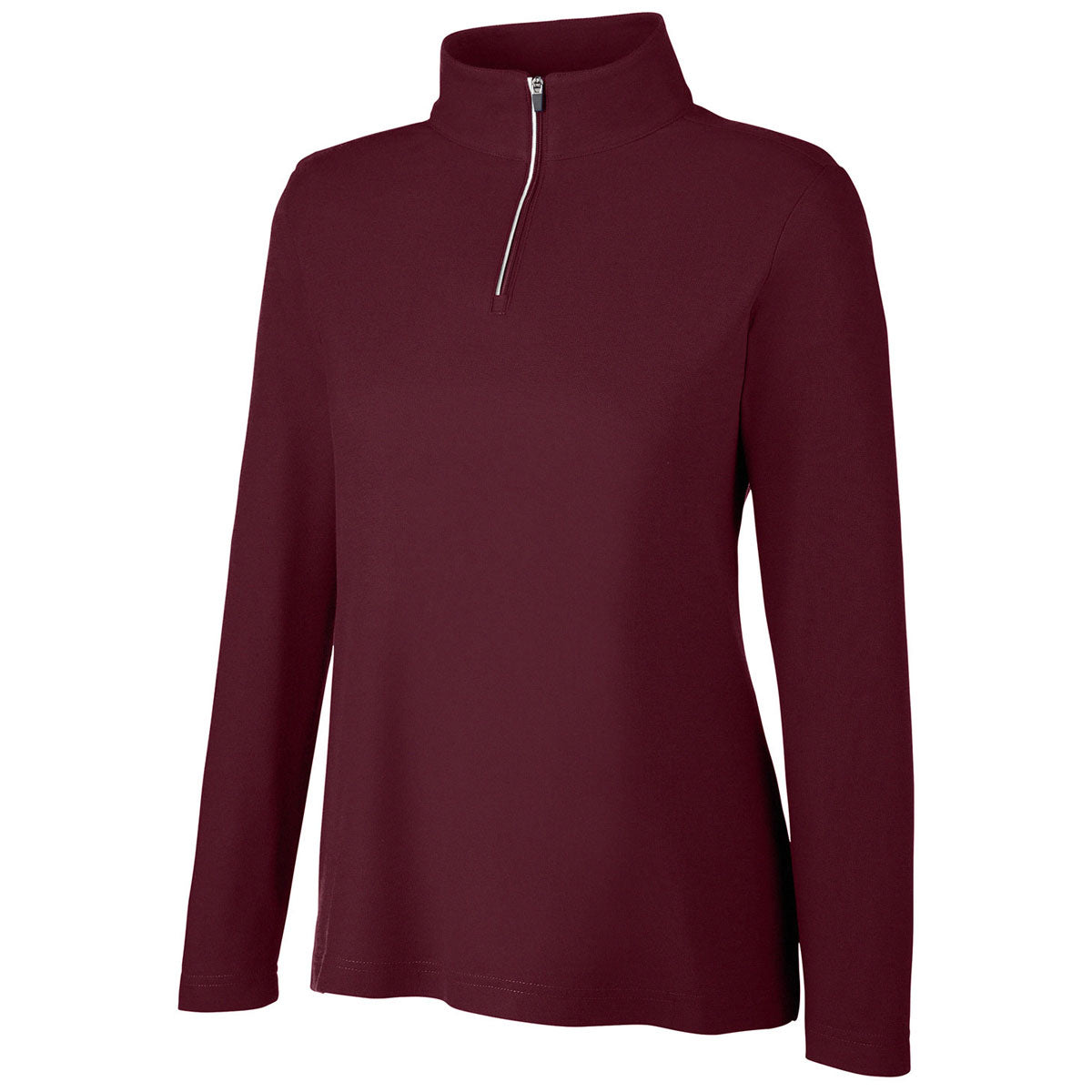 Core 365 Women's Burgundy Fusion ChromaSoft Pique Quarter-Zip - A Stylish Essential