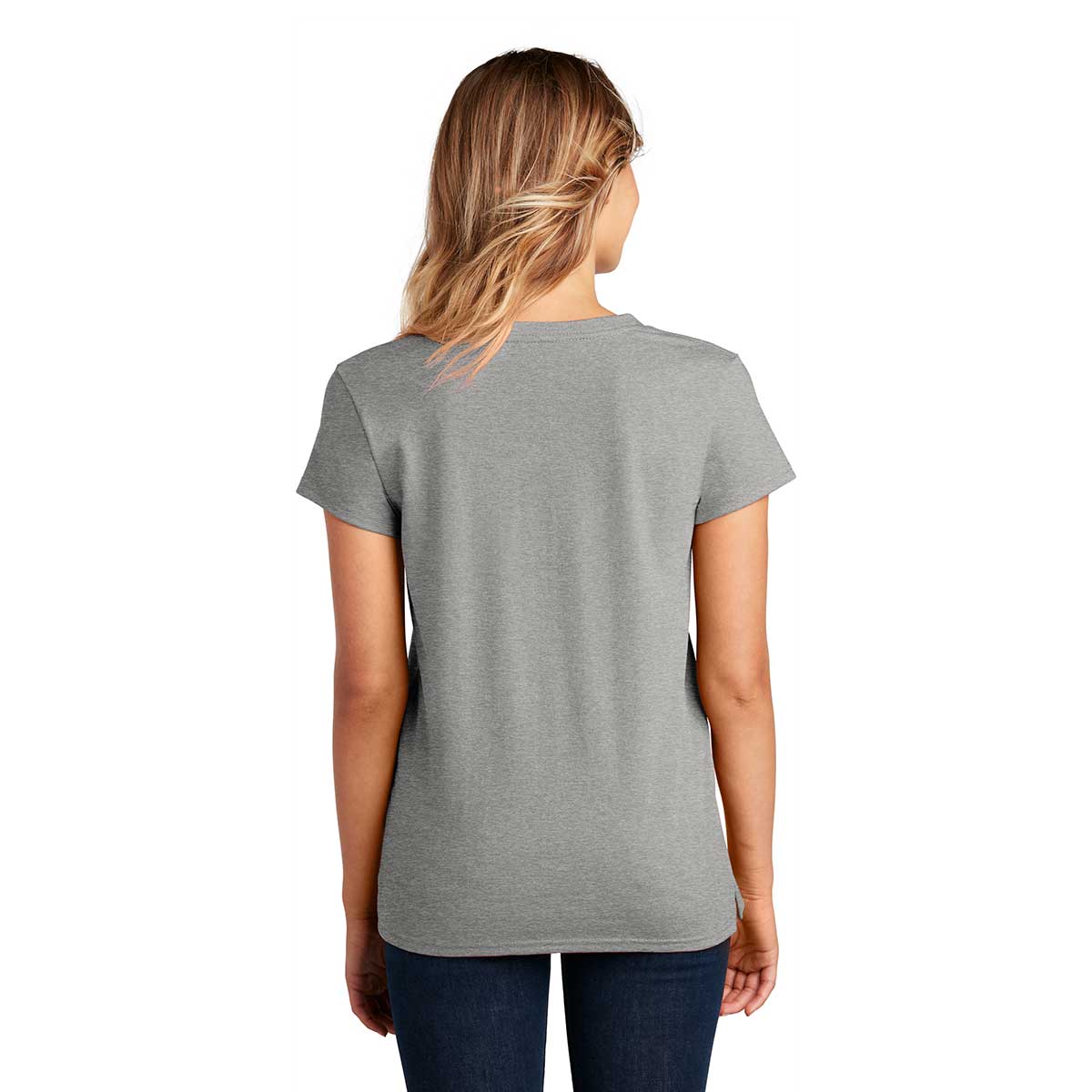 District Women's Light Heather Grey Re-Tee V-Neck: Eco-Friendly Fashion