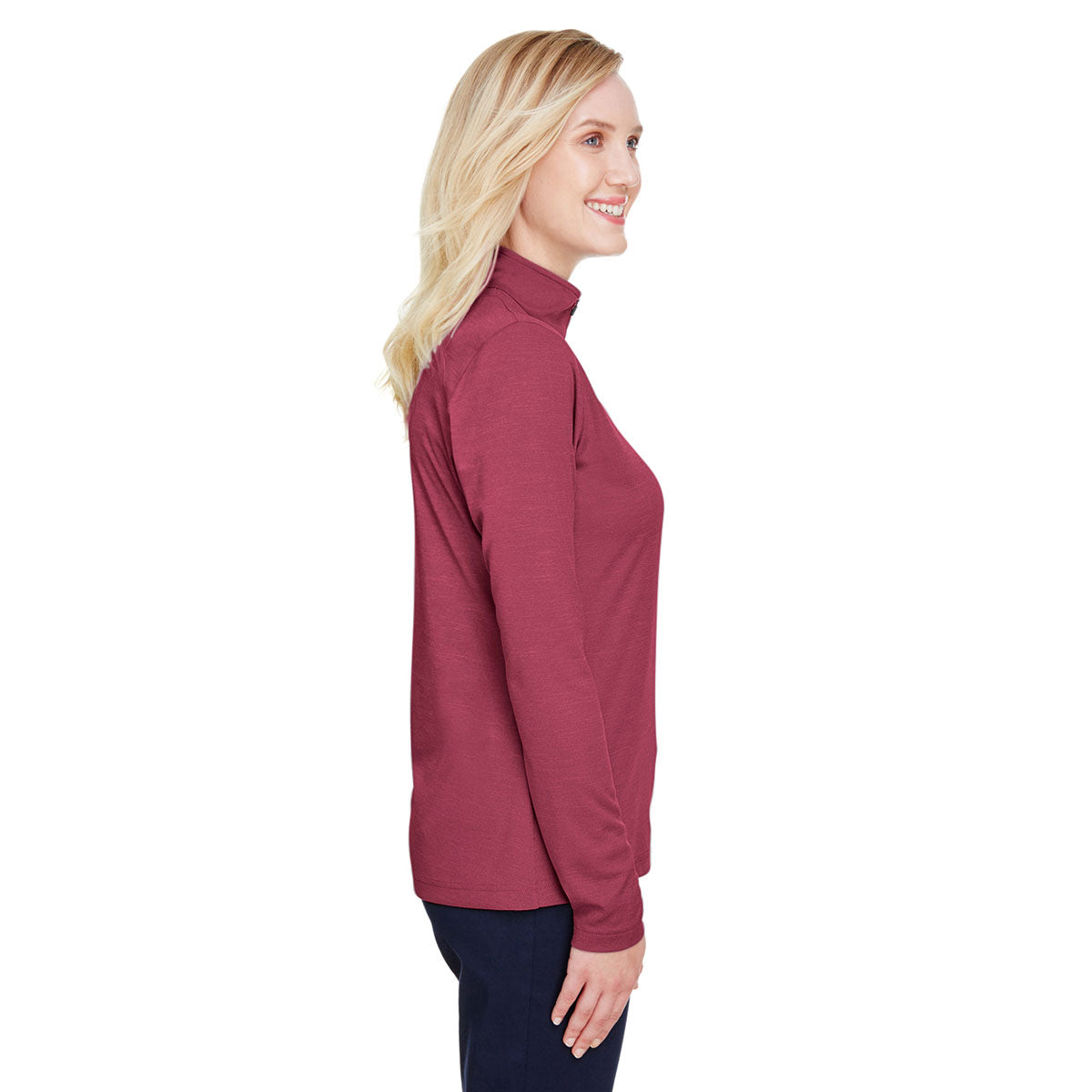 Team 365 Women's Maroon Heather Sonic Performance Quarter-Zip: A Dreamy Sports Apparel