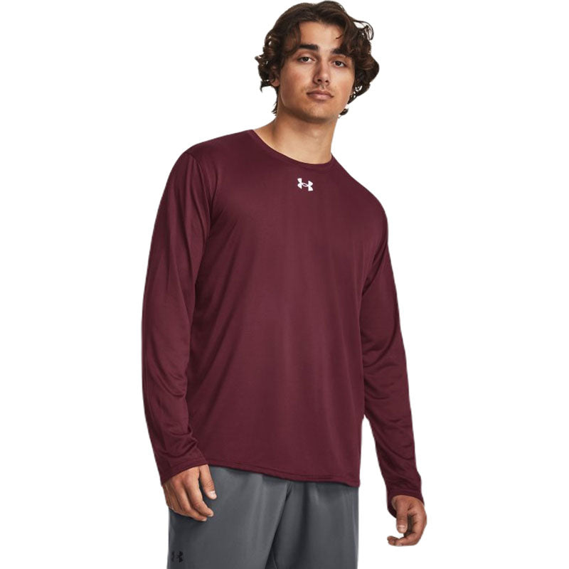 Under Armour Men's Stunning Maroon/White Team Tech Long Sleeve Shirt