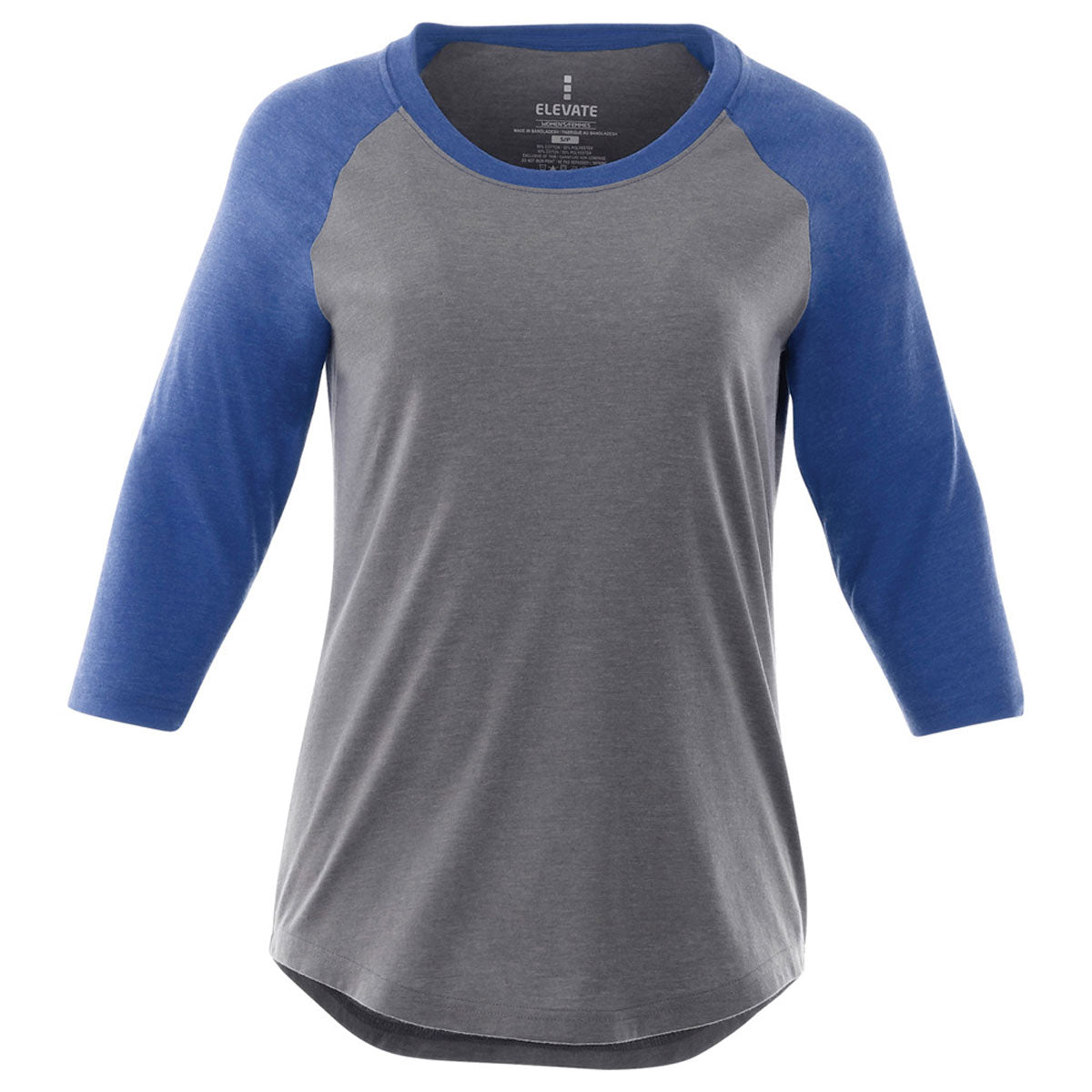 Elevate Women's Dakota Three Quarter Tee - Royal Heather/Medium Heather Grey