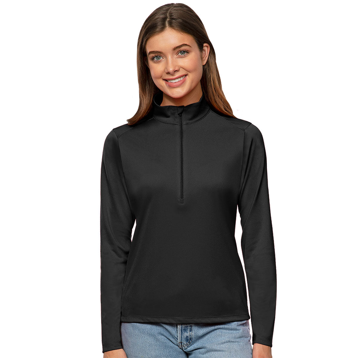 Antigua Women's Stunning Black Tribute 1/2 Zip Pullover