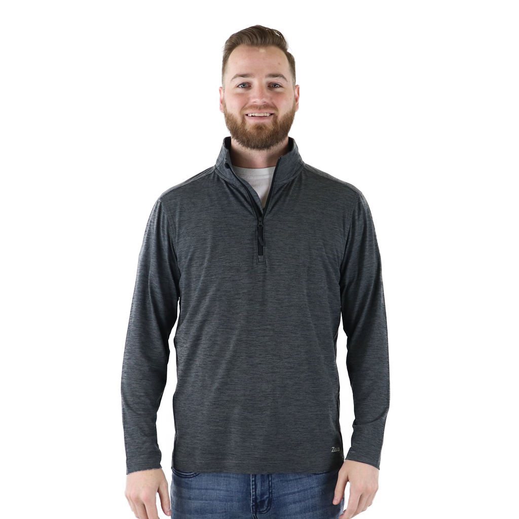 48-Hour Zusa Men's Charcoal Heather Brisk Quarter Zip - A Must-Have for Active Men!