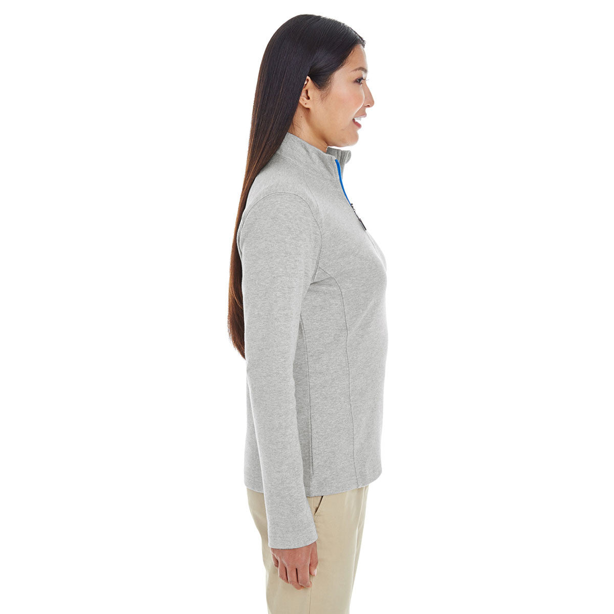 Devon & Jones Women's Stunning Grey Heather/French Blue Drytec 20 Performance Quarter-zip - A Must-Have!