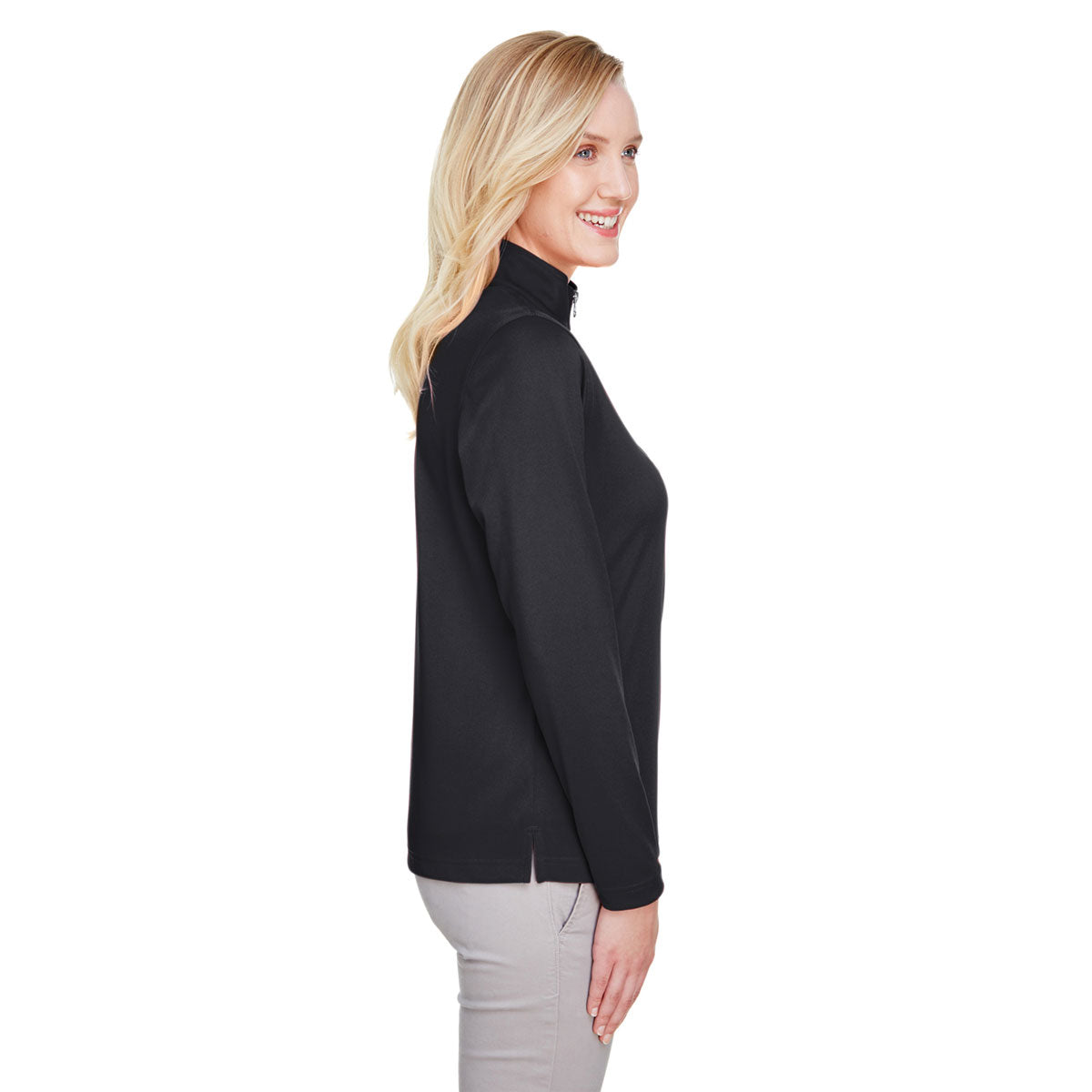 Harriton Women's Black Advantage Snag Protection Plus Quarter-Zip: The Ultimate Promotional Top