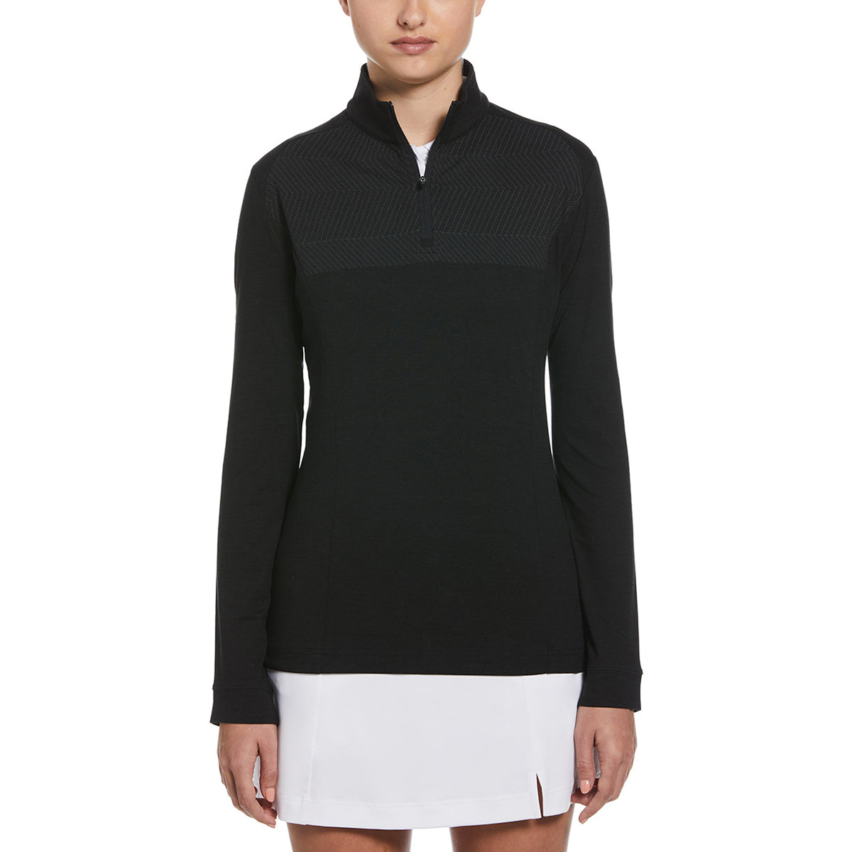 Perry Ellis Women's Stylish Black Heather 1/4 Zip Pullover