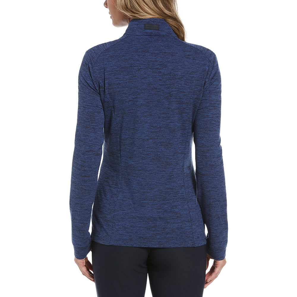 Perry Ellis Women's Navy Heather 1/4 Zip Peacoat Pullover - A Stylish Essential!
