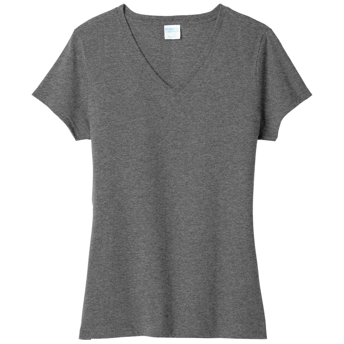 Port & Company Women's Graphite Heather Tri-Blend V-Neck Tee: Stylish Comfort