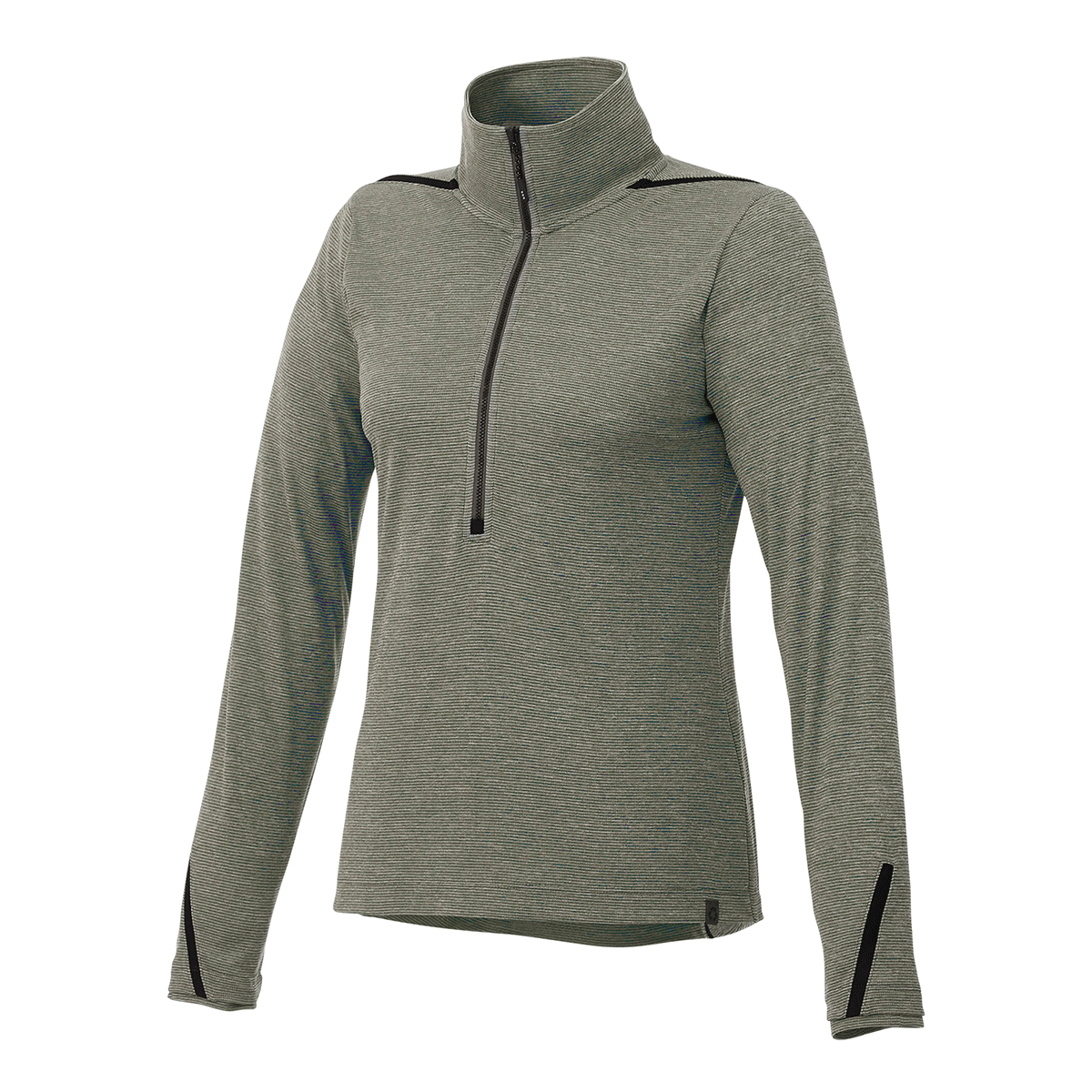 Elevate Women's Stylish Loden Heather/Black Dege Eco Knit Half Zip - Feel Good in Style!