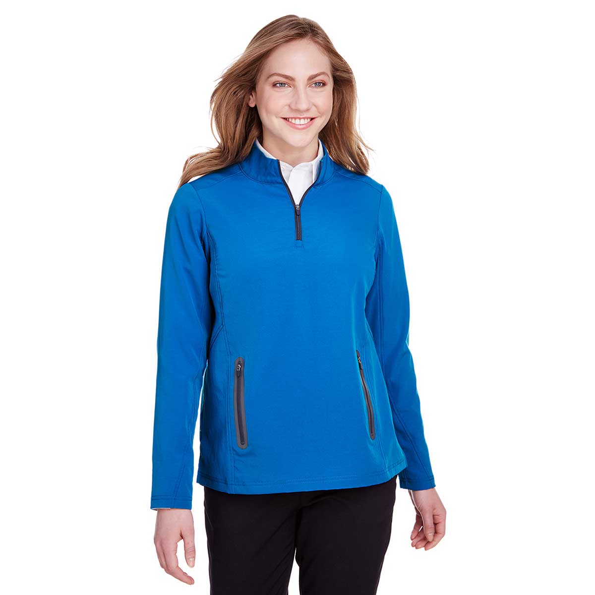 North End Women's Stunning Olympic Blue/Carbon Quest Stretch Quarter-Zip Jacket