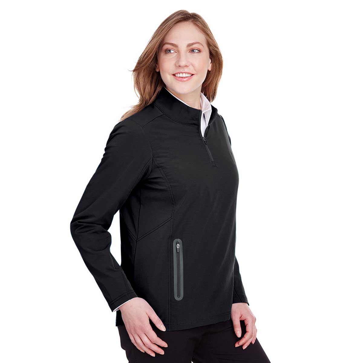 North End Women's Black/Carbon Quest Stretch Quarter-Zip - The Ultimate Customizable Jacket
