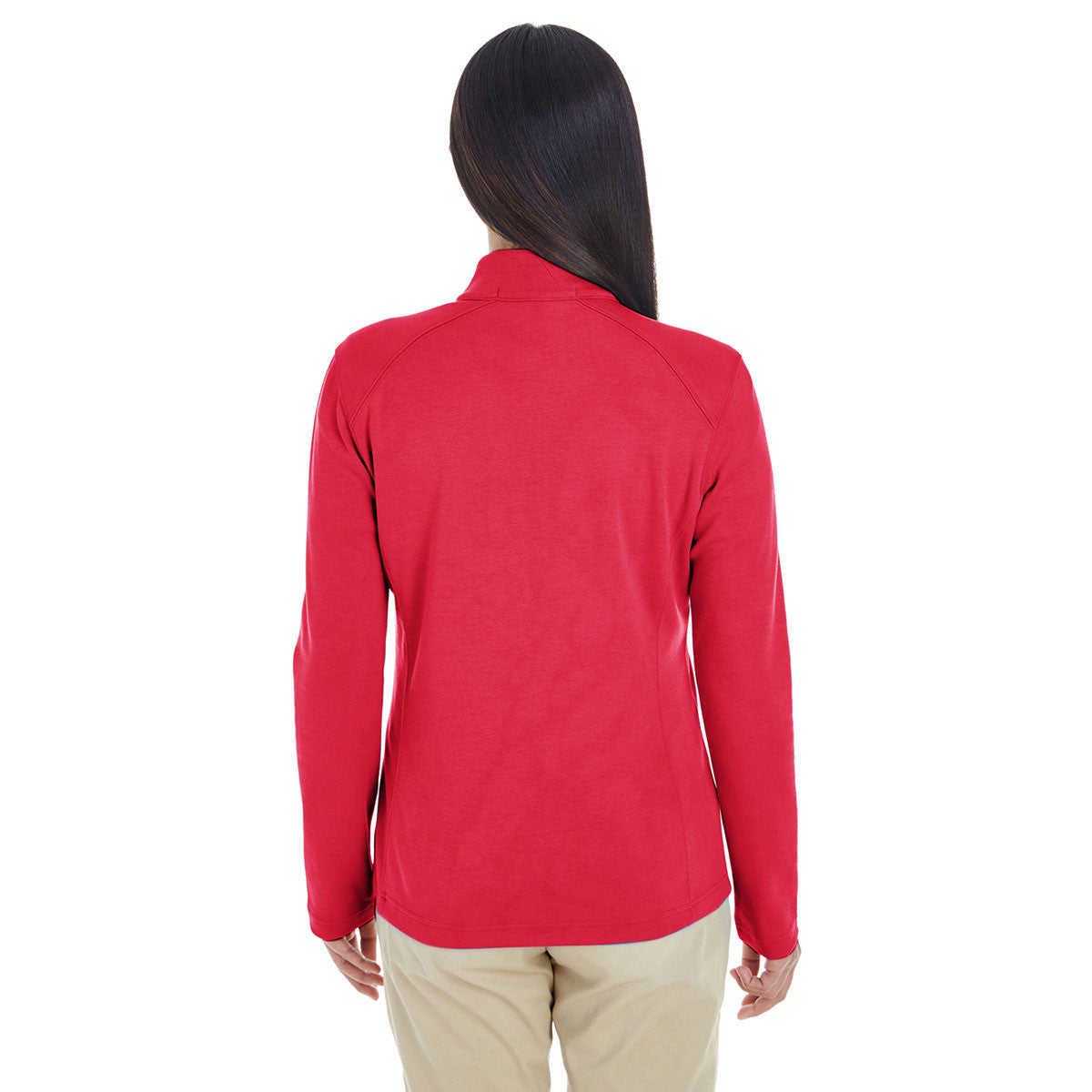 Devon & Jones Women's Stunning Red/Navy/Red Drytec 20 Performance Quarter-zip