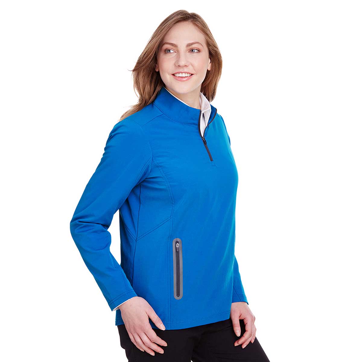North End Women's Stunning Olympic Blue/Carbon Quest Stretch Quarter-Zip Jacket