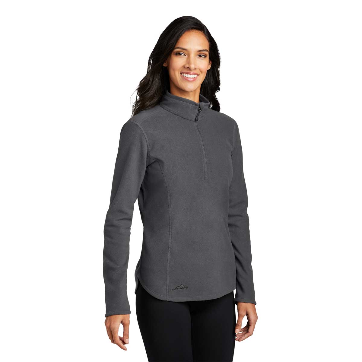 Eddie Bauer Women's Stylish Grey Steel Half Zip Microfleece Jacket