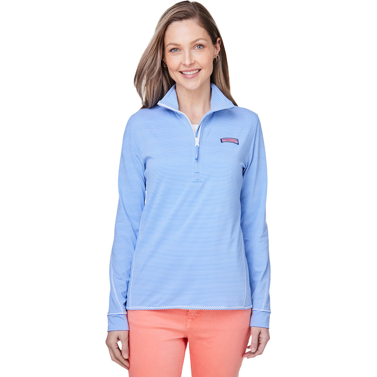 Vineyard Vines Women's Stylish Blue Microstripe Sankaty Half-Zip Pullover - A Must-Have!