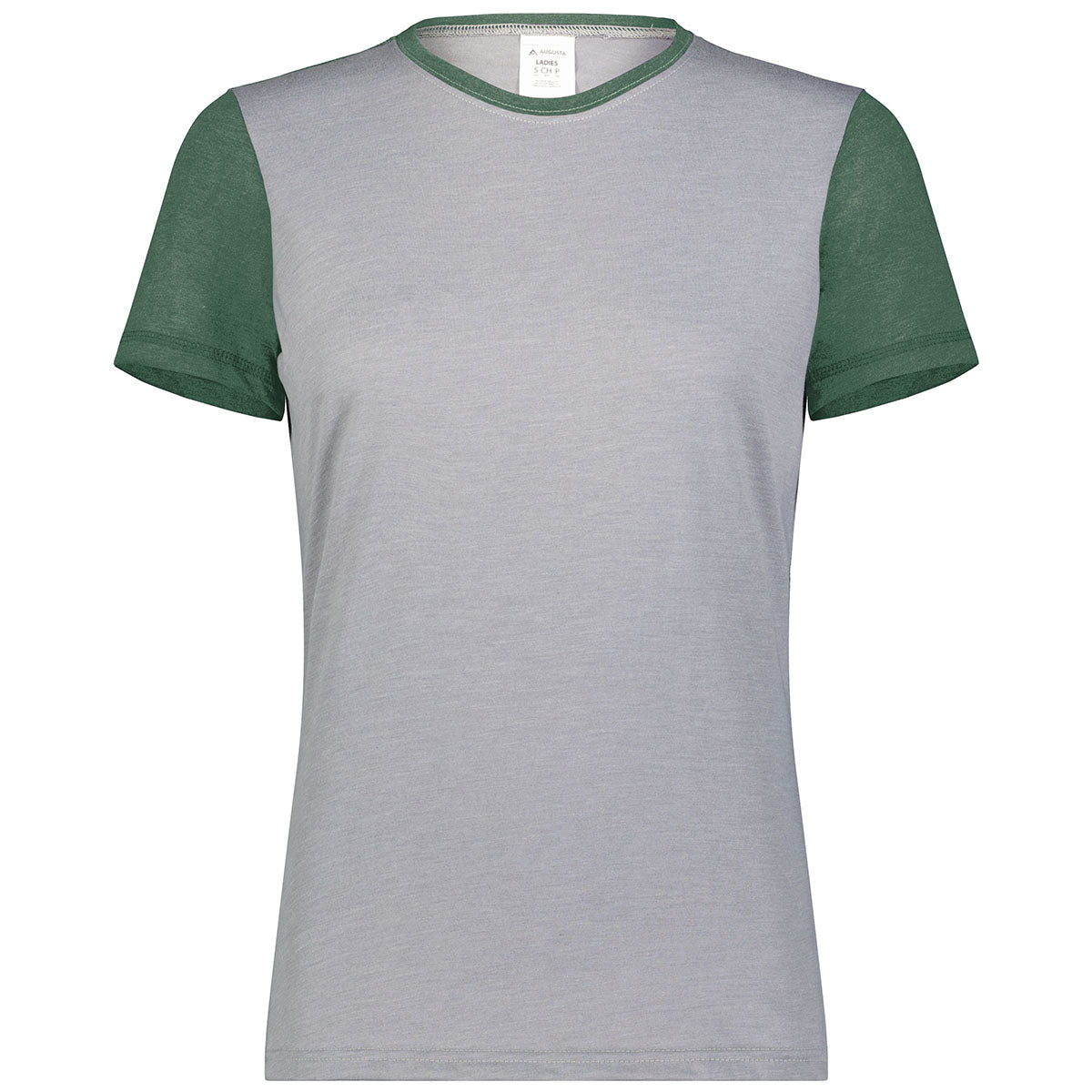 Augusta Sportswear Women's Grey Heather/Dark Green Heather Gameday Vintage Ringer Tee - Stand Out in Style!