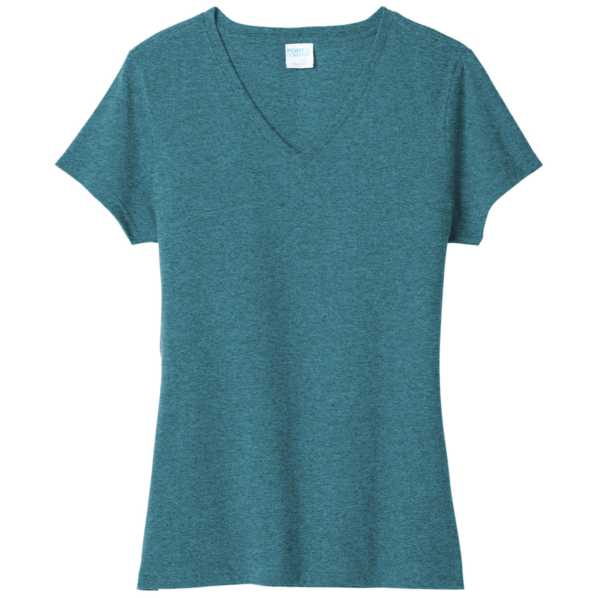 Port & Company Women's Stunning Vivid Teal Heather Tri-Blend V-Neck Tee