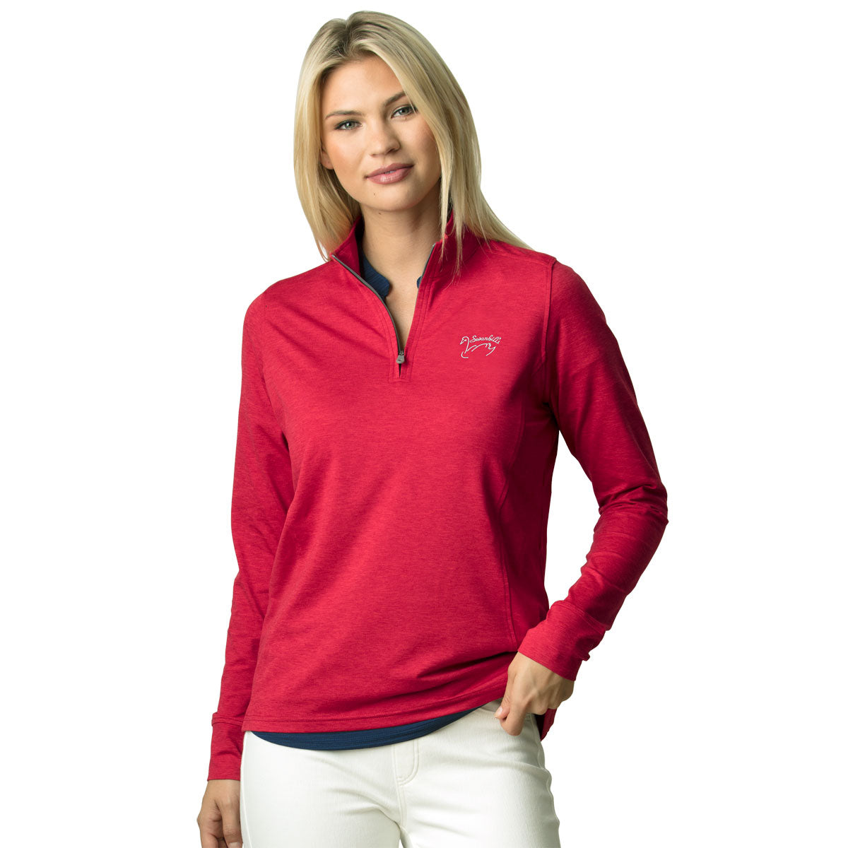 Vantage Women's Red Zen Golf Sport Pullover - Stand Out in Style!