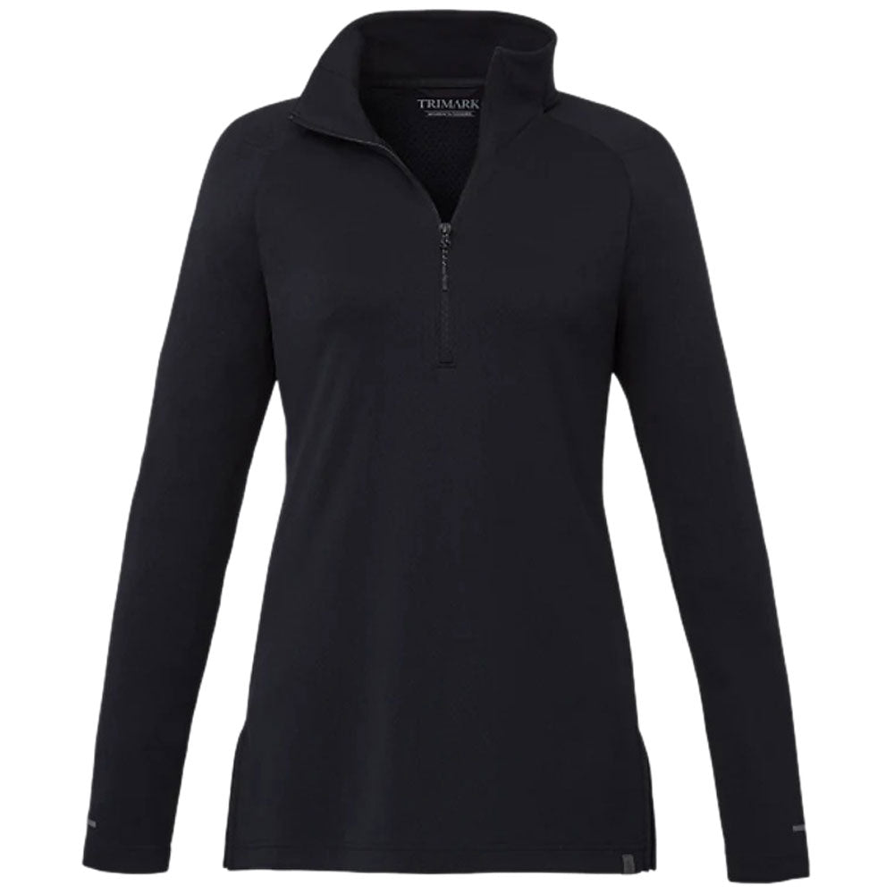 Elevate Women's Stylish Black Asgard Eco Knit Quarter Zip - A Sustainable Fashion Choice