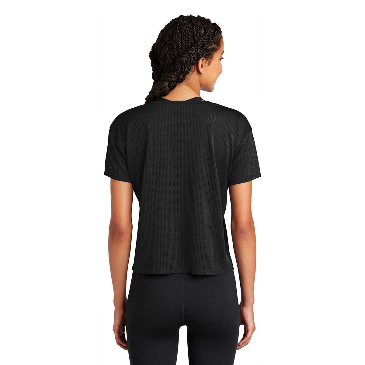 Sport-Tek Women's Stunning Black PosiCharge Tri-Blend Wicking Draft Crop Tee - Ideal for Active Women
