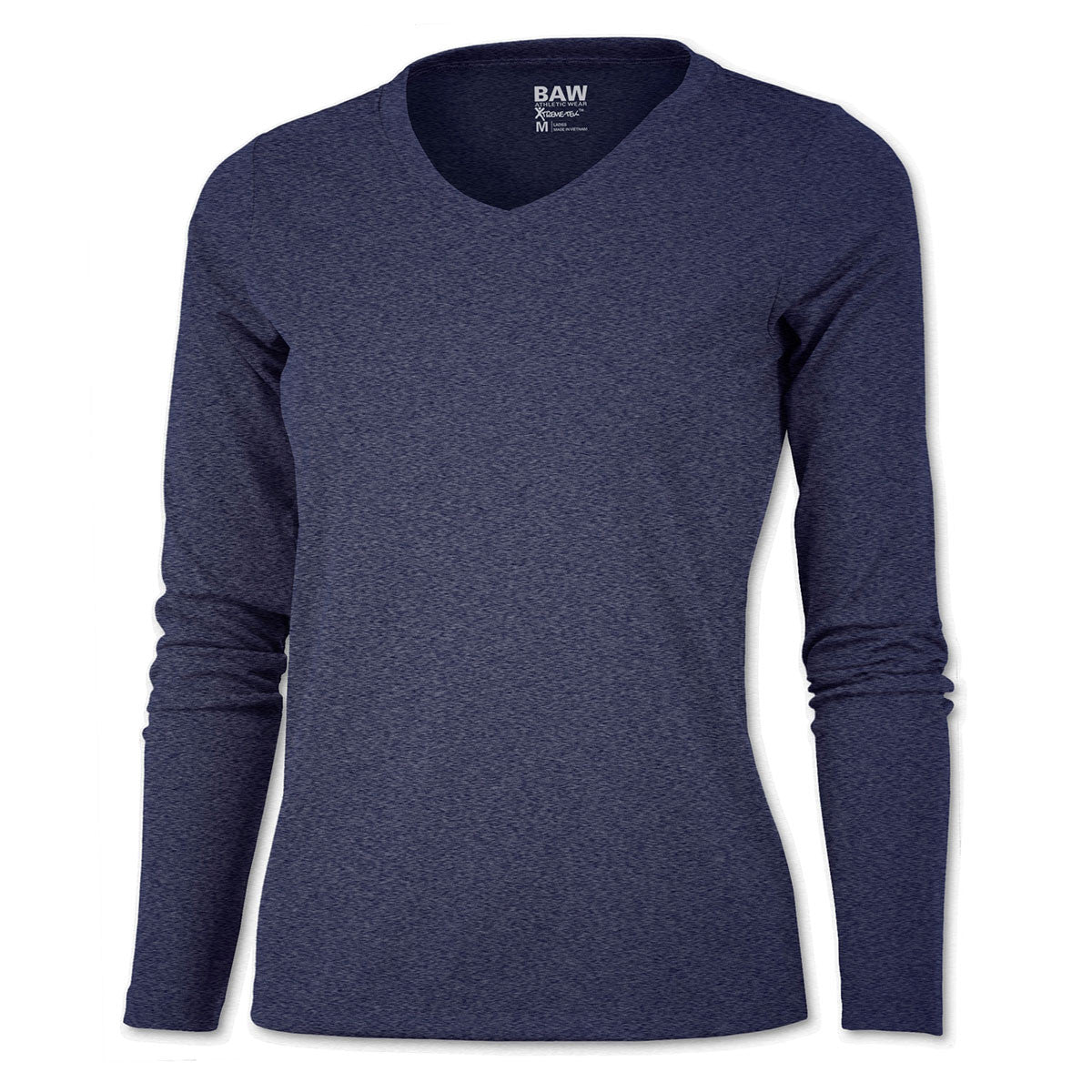 BAW Women's Stylish Heather Navy Xtreme Tek Long Sleeve Shirt