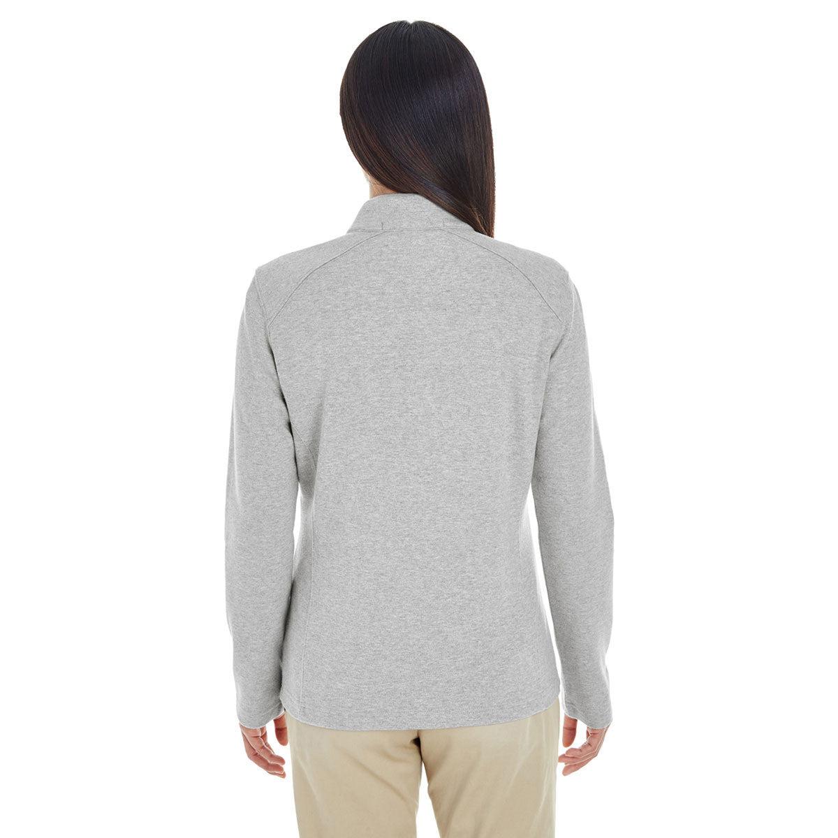 Devon & Jones Women's Stunning Grey Heather/French Blue Drytec 20 Performance Quarter-zip - A Must-Have!