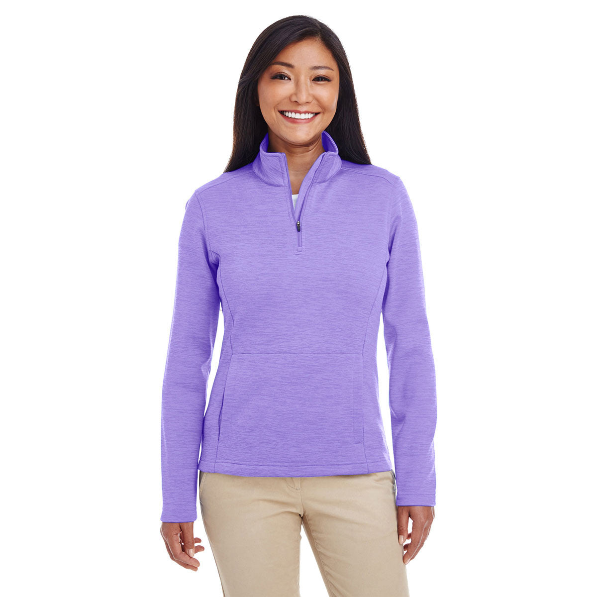 Devon & Jones Women's Stunning Grape Heather Newbury Melange Fleece Quarter-zip - A Must-Have!