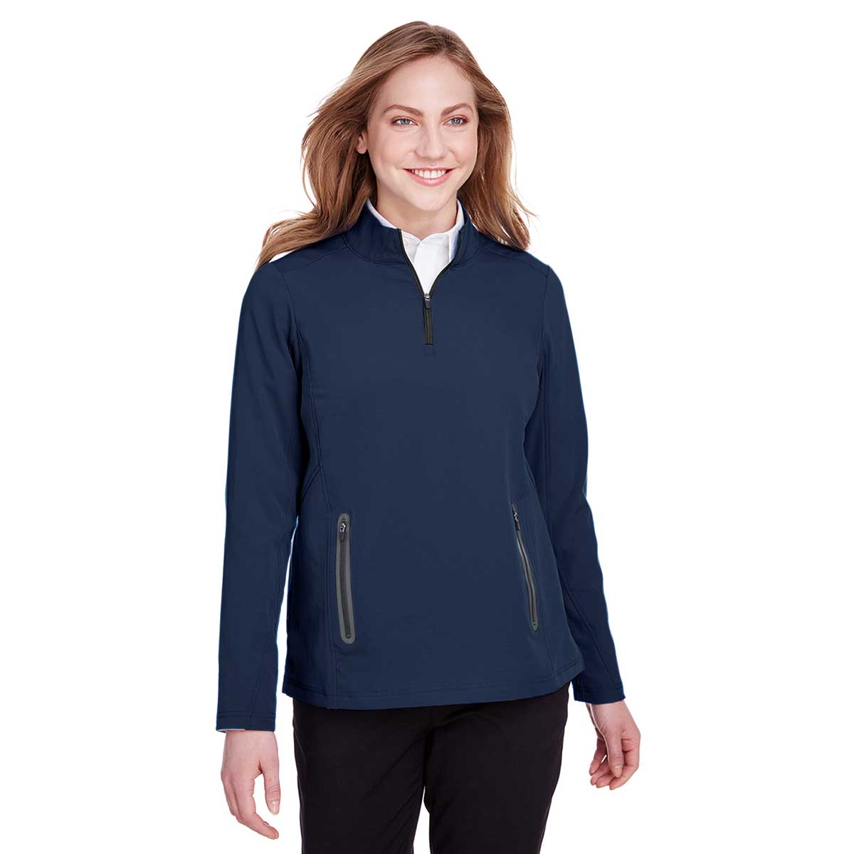 North End Women's Stunning Navy/Carbon Quest Stretch Quarter-Zip Jacket