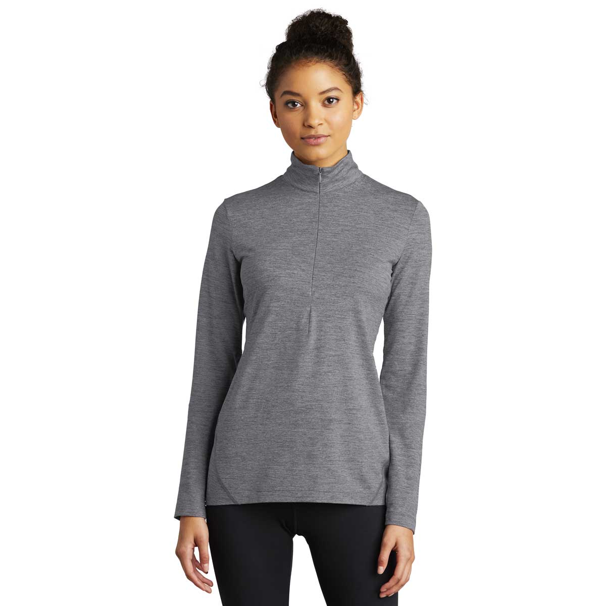 Sport-Tek Women's Grey Heather Exchange 1.5 Long Sleeve Half Zip - The Ultimate Activewear