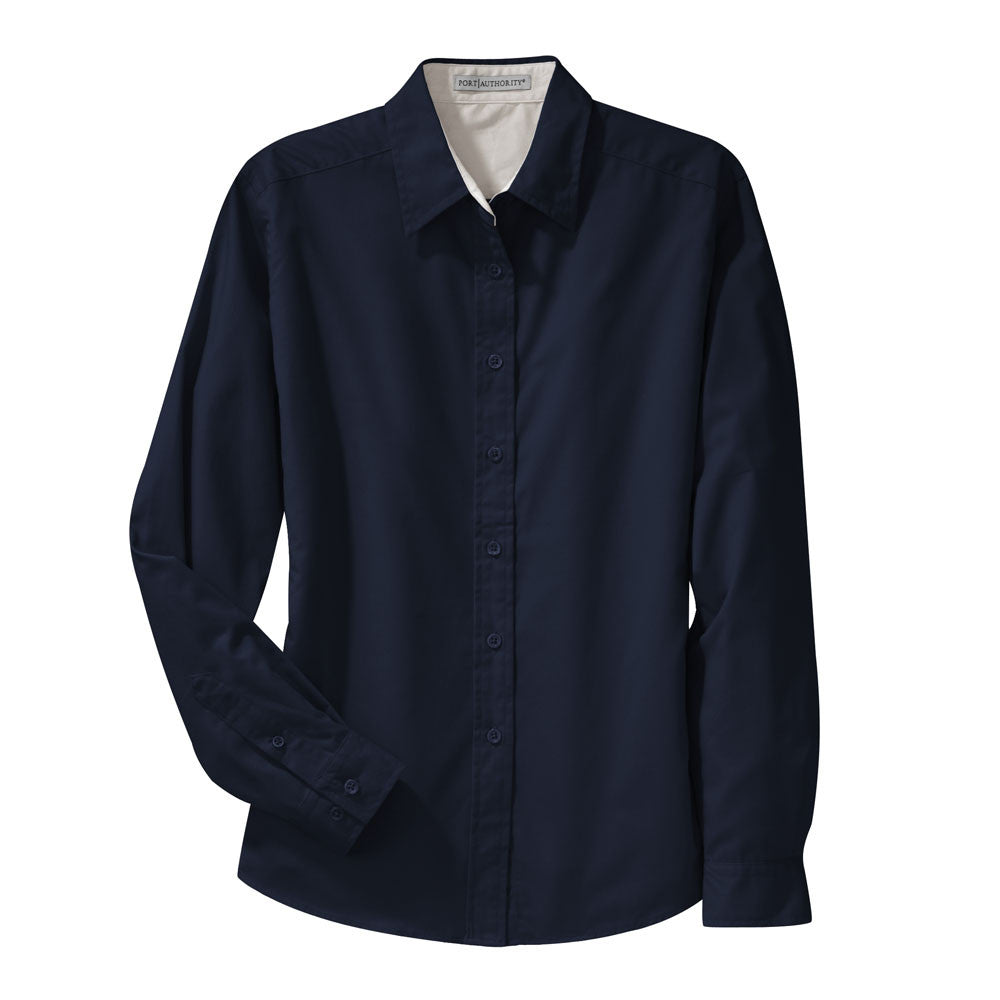 Port Authority Women's Navy Long Sleeve Easy Care Shirt - A Must-Have for Work!