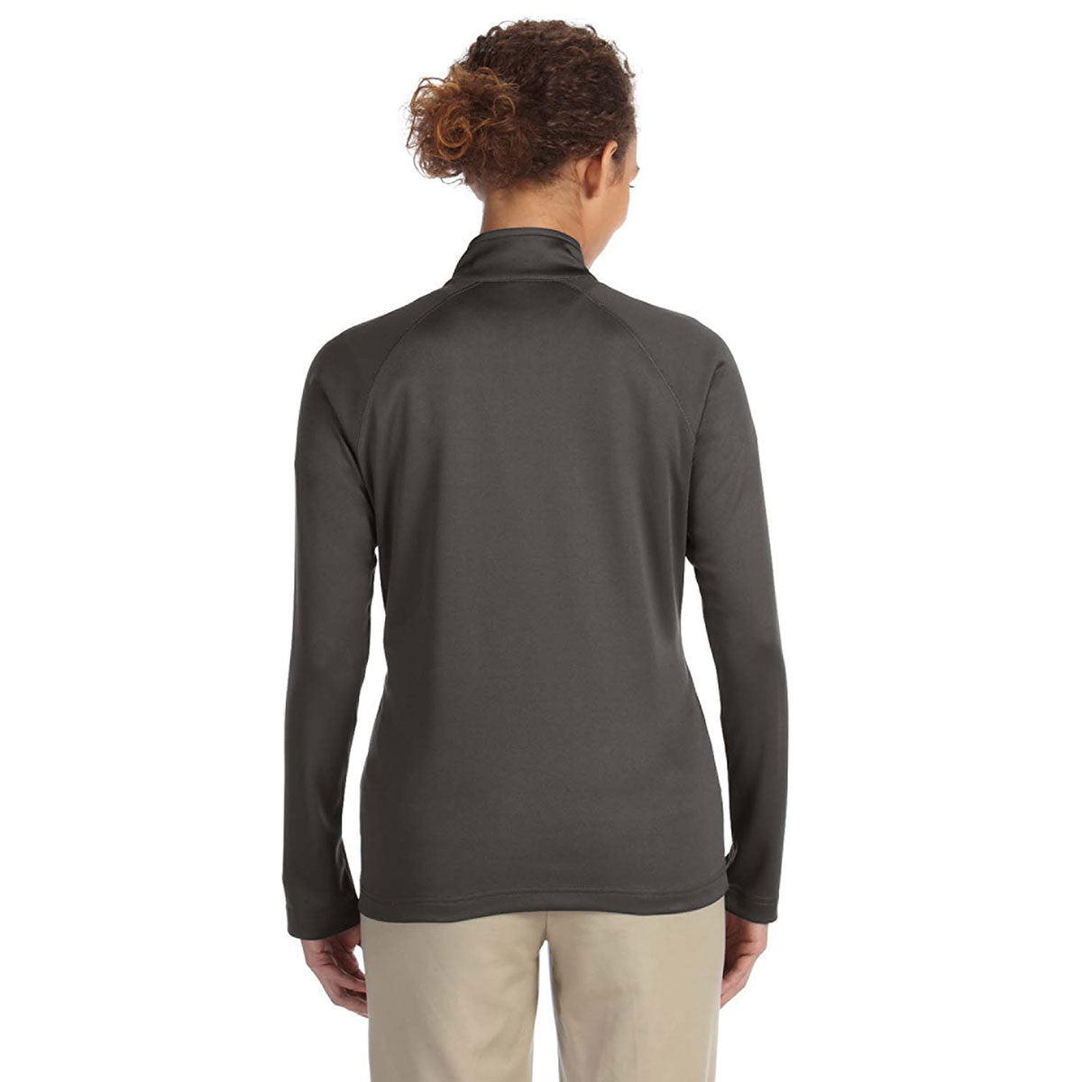 Devon & Jones Women's Stylish Dark Grey Heather Stretch Tech-Shell Compass Quarter-Zip - Must-Have for Active Women!