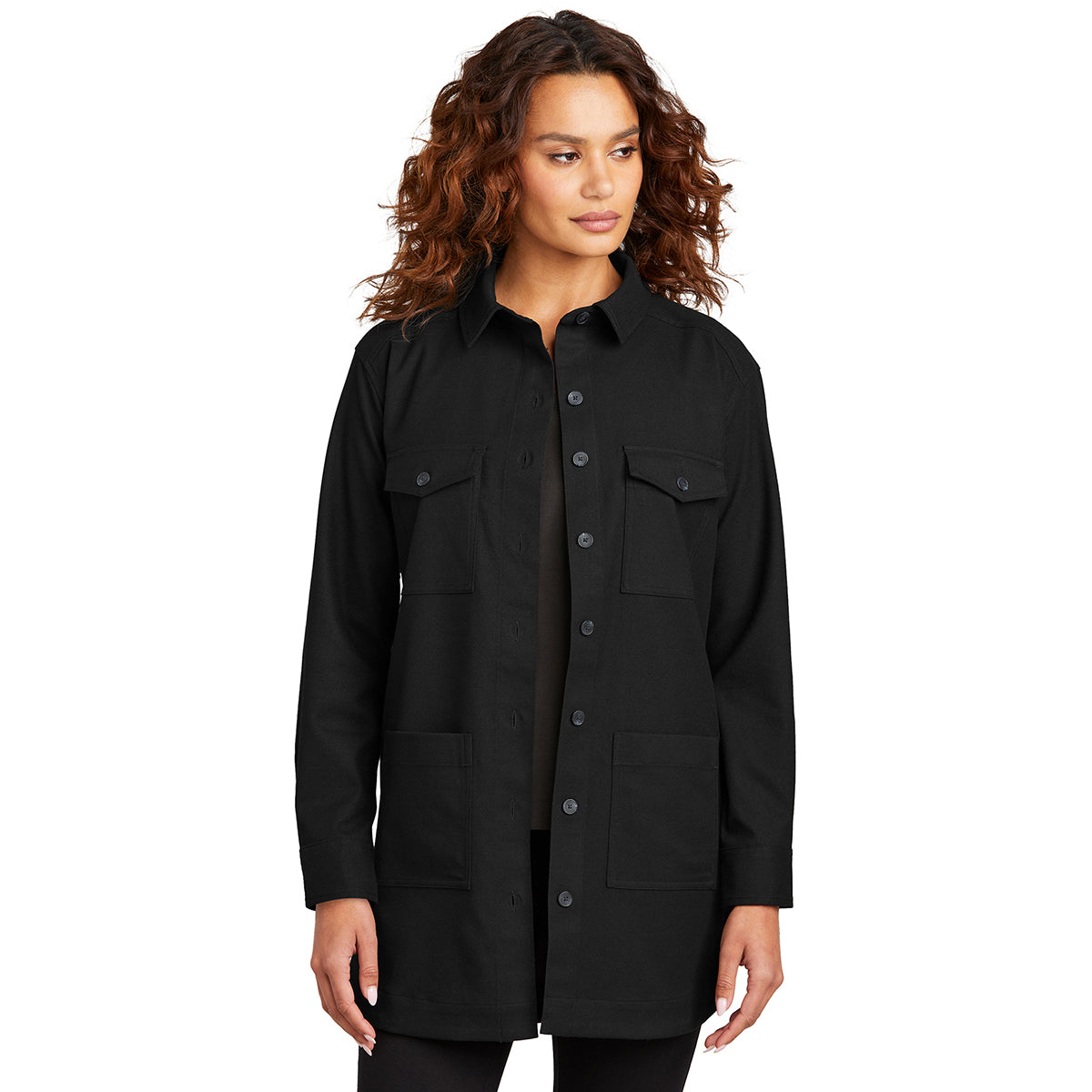 Mercer+Mettle Women's Stunning Deep Black Long Sleeve Twill Overshirt