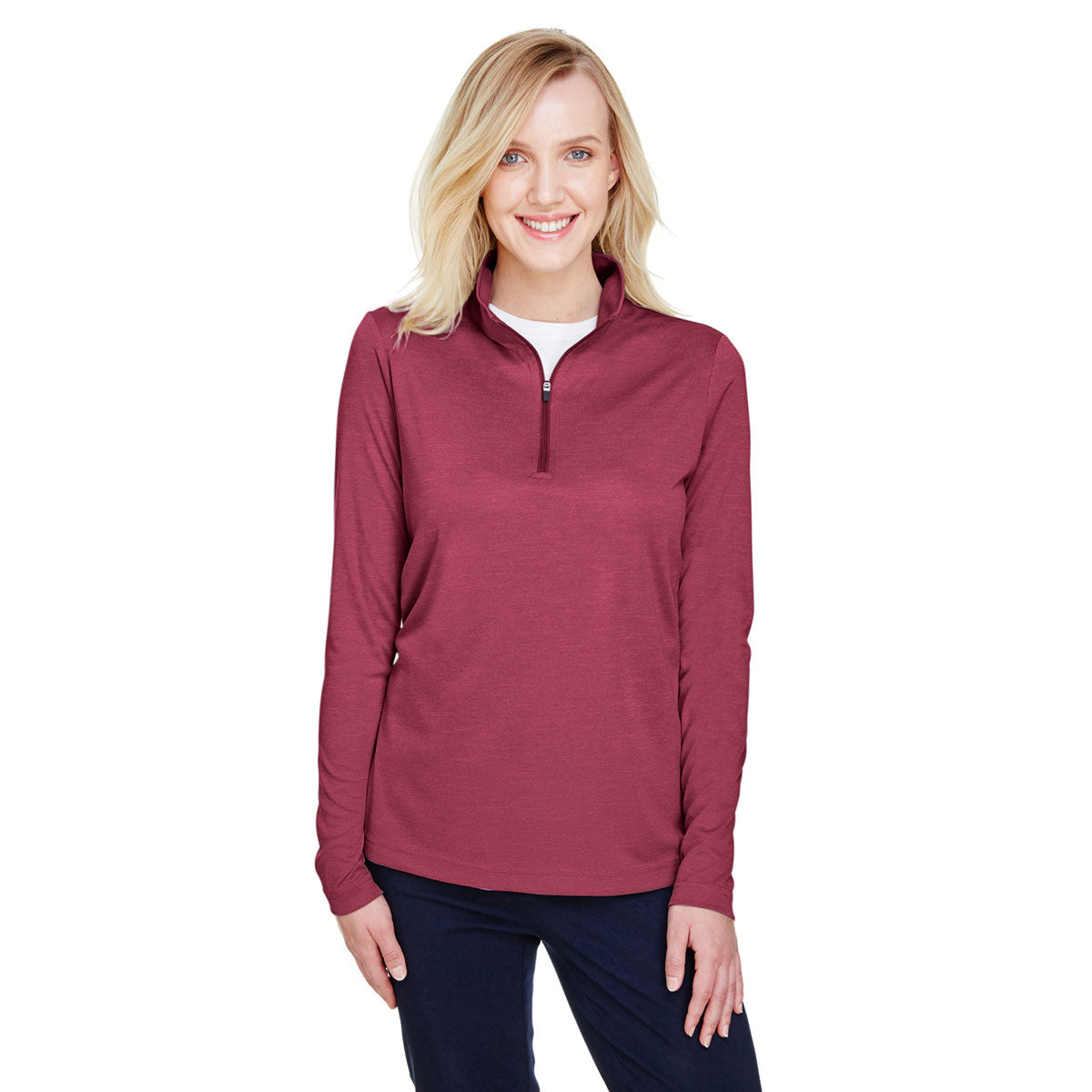 Team 365 Women's Maroon Heather Sonic Performance Quarter-Zip: A Dreamy Sports Apparel