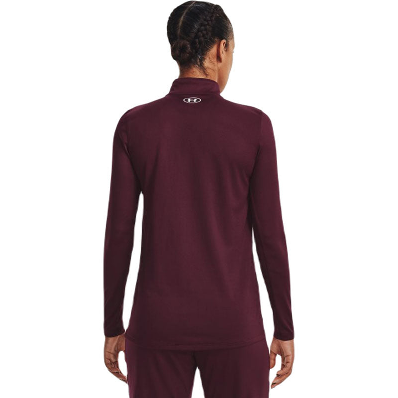 Under Armour Women's Stunning Maroon/White Team Tech 1/2 Zip - A Must-Have!