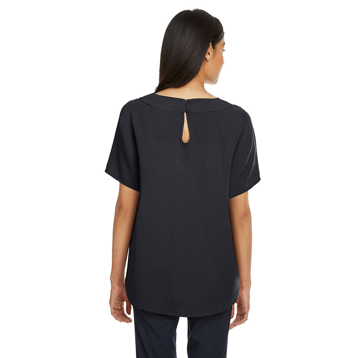 Devon & Jones Women's Stunning Black Perfect Fit Boat-Neck Blouse