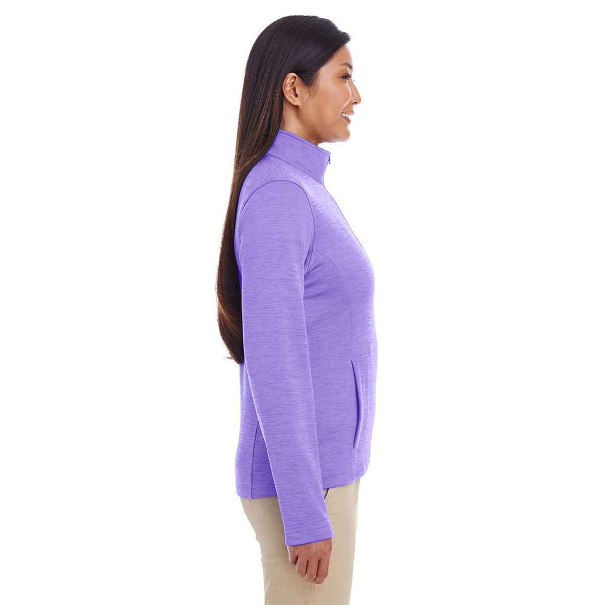Devon & Jones Women's Stunning Grape Heather Newbury Melange Fleece Quarter-zip - A Must-Have!